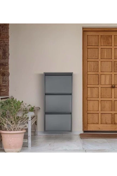 medikaltec 3’lü Metal Ayakkabılık (Antrasit) | Dar Alanlar İçin Akıllı Çözüm ürün görseli