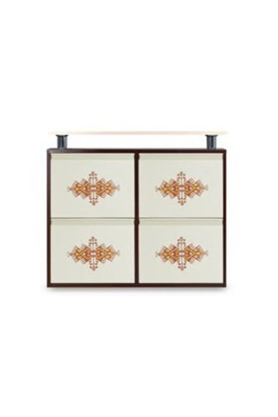 medikaltec 2+2 Metal Ayakkabılık (Kahve-Krem-Kilim) | Kullanışlı, Sağlam ve Şık - Resim 2