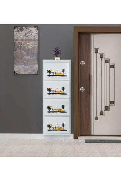 medikaltec 4’lü Metal Ayakkabılık (Beyaz-Günbatımı) | Modern Tasarım ve Geniş İç Hacim ürün görseli