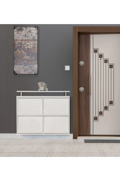 medikaltec 2+2 Metal Ayakkabılık (Beyaz) | Dar Alanlar İçin Akıllı Çözüm - Resim 2