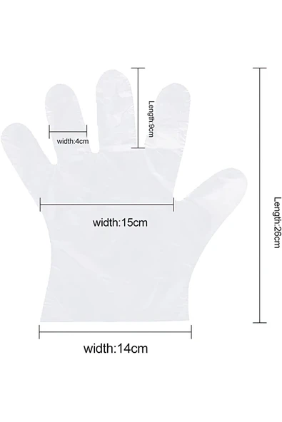 medikaltec 100 Adet Tek Kullanımlık Temizlik Pastane Eldiveni Poşet Şeffaf Eldiven Pet Eldiven 1 Paket - Resim 3