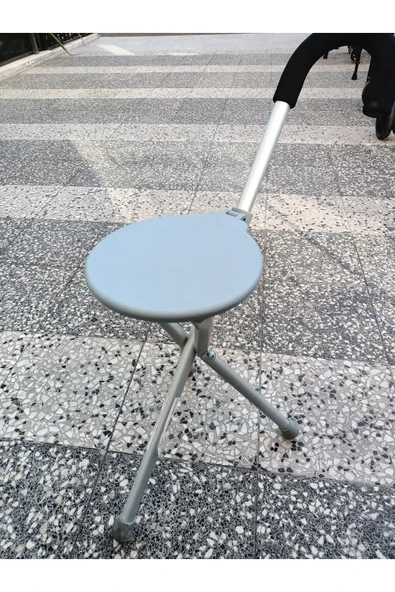 MEDWELT 1 Oturaklı Baston, Katlanabilir, Alüminyum, Uzunluk Ayarlı Alüminyum - Resim 4