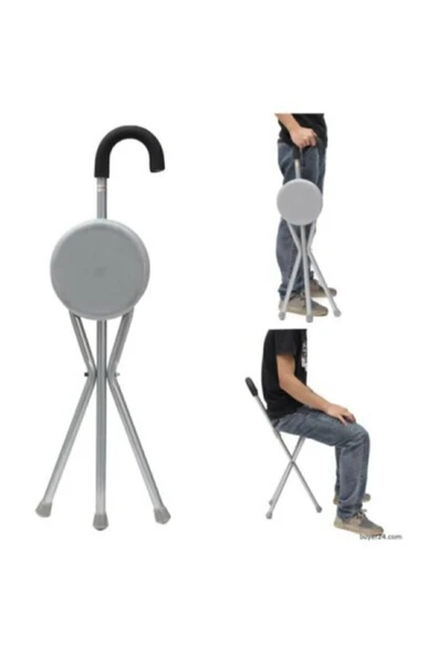 tpcw KATLANIR TABURE - OTURAKLI BASTON - ALİMİNYUM GÖVDE - DAYANIKLI YAPI - İTHAL - LÜX - Resim 2