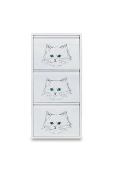 medikaltec 3’lü Metal Ayakkabılık (Beyaz-Kedi) | Göz Alıcı Tasarım ve Pratiklik - Resim 2