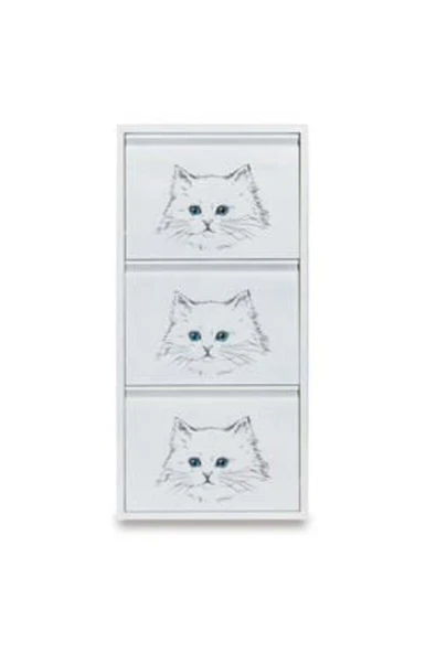 medikaltec 3’lü Metal Ayakkabılık (Beyaz-Kedi) | Göz Alıcı Tasarım ve Pratiklik ürün görseli