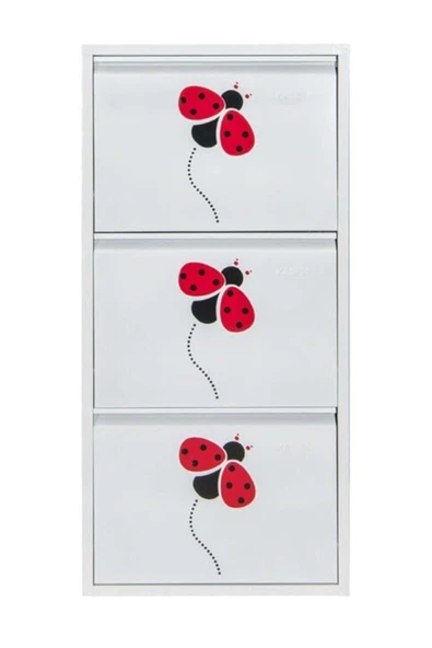 medikaltec 3’lü Metal Ayakkabılık (Beyaz-Uğur Böceği) | Kolay Kurulum, Dayanıklı Yapı ürün görseli