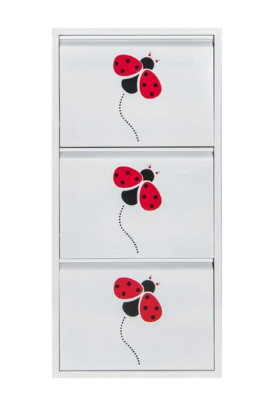 medikaltec 3’lü Metal Ayakkabılık (Beyaz-Uğur Böceği) | Kolay Kurulum, Dayanıklı Yapı - Resim 3