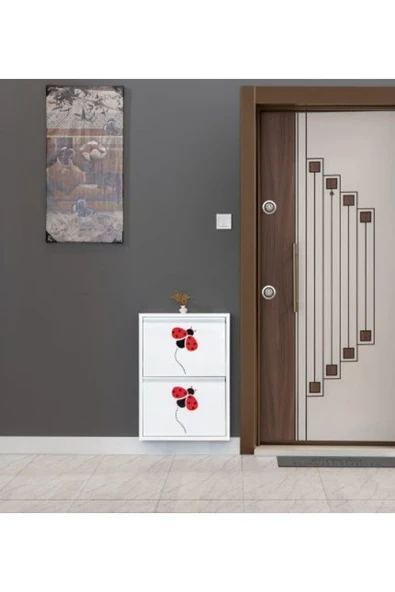 medikaltec 2’li Metal Ayakkabılık (Beyaz-Uğur Böceği) | Kolay Kurulum, Dayanıklı Yapı - Resim 3