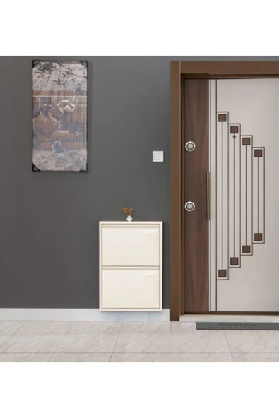 medikaltec 2’li Metal Ayakkabılık (Krem) | Modern Tasarım ve Geniş İç Hacim - Resim 2