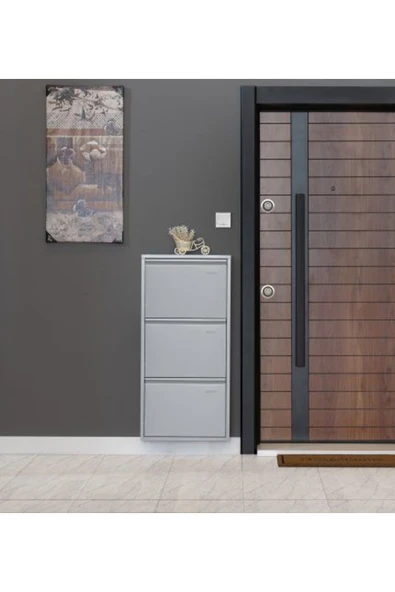 medikaltec 3’lü Metal Ayakkabılık (Gri) | Kullanışlı, Sağlam ve Şık - Resim 3