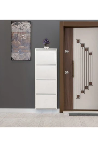 medikaltec 4’lü Metal Ayakkabılık (Beyaz) | Dar Alanlar İçin Akıllı Çözüm - Resim 2