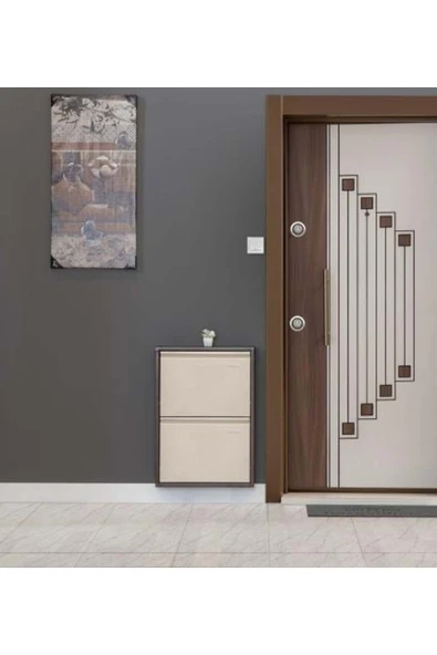 medikaltec 2’li Metal Ayakkabılık (Kahve-Krem) | Modern Tasarım ve Geniş İç Hacim ürün görseli