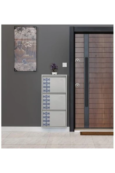 medikaltec 3’lü Metal Ayakkabılık (Gri-Kilim) | Ev ve Ofisler İçin Uygun Seçim - Resim 3