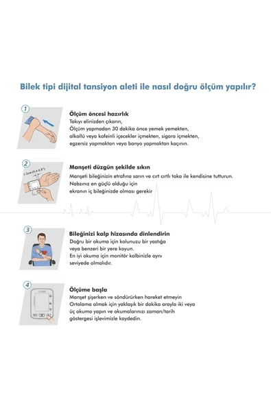 MEDİKALCİM Bp-2206 Bilekten Otomatik Digital Tansiyon Aleti (5 Yıl Garantili) - Resim 2
