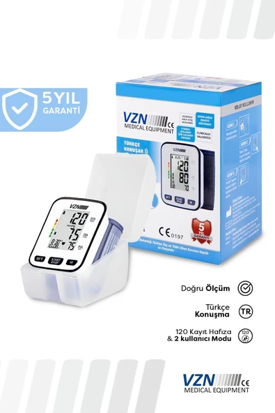 VZN medical equipment Vzn Türkçe Konuşan Bilekten Dijital Tansiyon Aleti Dbp-2141 ürün görseli 1