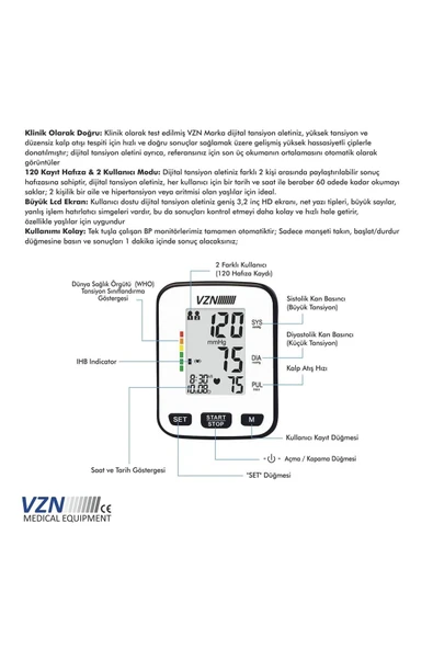 MEDİKALCİM Bp-2206 Bilekten Otomatik Digital Tansiyon Aleti (5 Yıl Garantili) ürün görseli 1