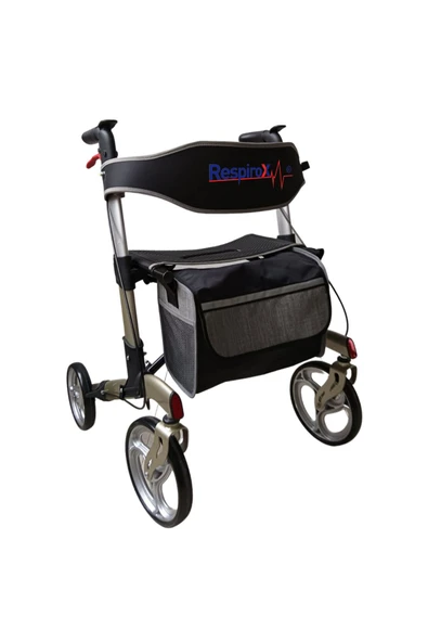 Respirox RR-04 respirox çantalı lüks gri rolatör alüminyum katlanır ürün görseli 1