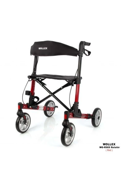 MEDİKALCİM Alüminyum Tekerlekli Rolatör Kırmızı - Resim 2