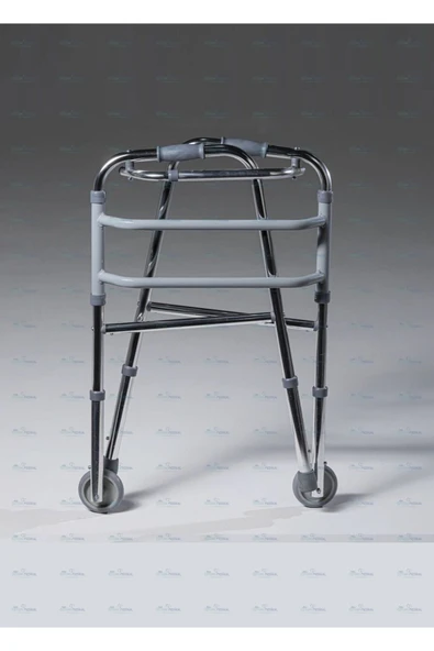 MEDİKALCİM Walker Wolker Haraketli Katlanabilir Hasta Yürüteci Lüx Aliminyum Parlak Krom Tekerlekli - Resim 3