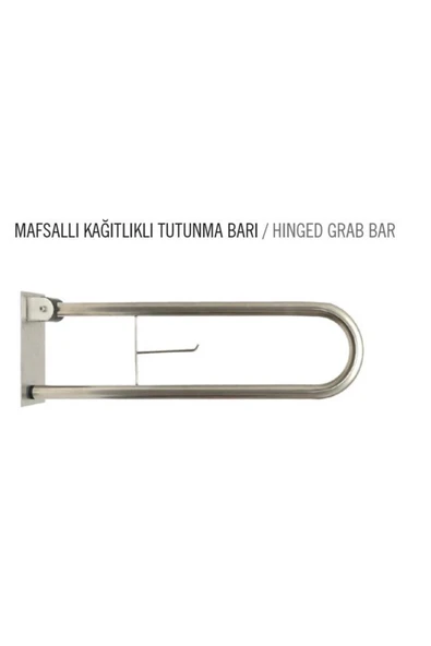 ÖTÜKENYAPIÜRÜNLERİ Bedensel Engelli Mafsalli Kâğıtlıklı Klozet Yanı Tutunma Barı Engelli Tutamal - Resim 2