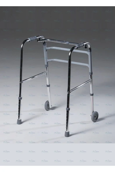 MEDİKALCİM Walker Wolker Haraketli Katlanabilir Hasta Yürüteci Lüx Aliminyum Parlak Krom Tekerlekli - Resim 2
