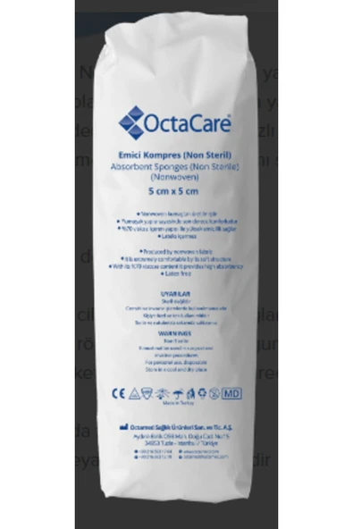 MEDİKALCİM Octacare Emici Kompres 8 Kat Nonsteril 5cm x 5cm 100 Adet ürün görseli