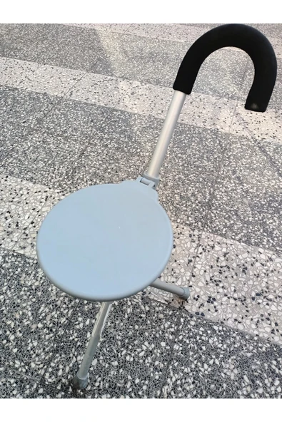 MEDWELT 1 Oturaklı Baston, Katlanabilir, Alüminyum, Uzunluk Ayarlı Alüminyum - Resim 3