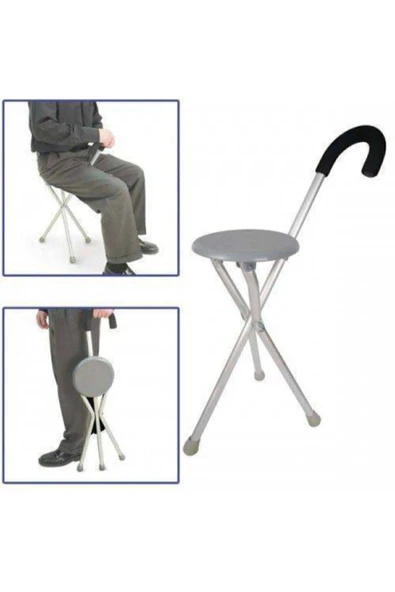 tpcw KATLANIR TABURE - OTURAKLI BASTON - ALİMİNYUM GÖVDE - DAYANIKLI YAPI - İTHAL - LÜX ürün görseli