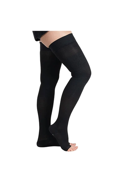 Wingmed Unisex Siyah Diz Üstü Burnu Açık Çorap Ccl2 ürün görseli