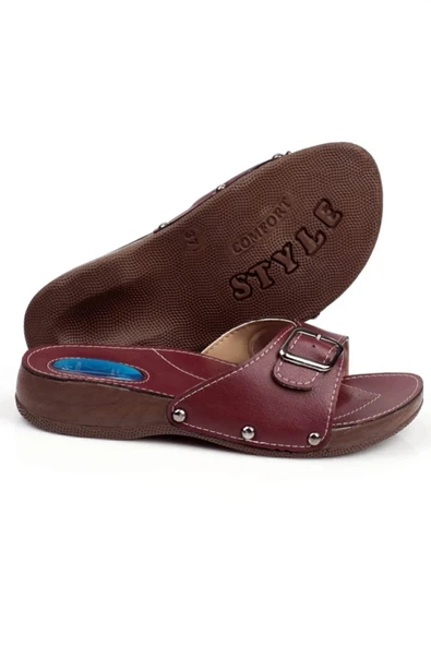 Comfort Style Kadın Bordo Ortopedik Halluks Ve Topuk Dikeni Terliği Kemik Çıkıntısı Terliği - Resim 3
