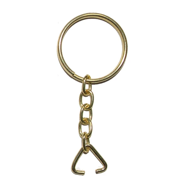 Anahtarlık Halkası, Halka + Zincir + Üçgen, 24mm, Altın, Sarı, 1000 Adet ürün görseli