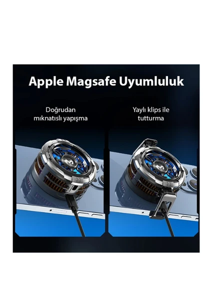 MEMO CX08 iOS Android Soğutucu 15W Manyetik + Arka Klips 2'si 1 Arada Yarı İletken Soğutma Fanı Radyatörü - 4