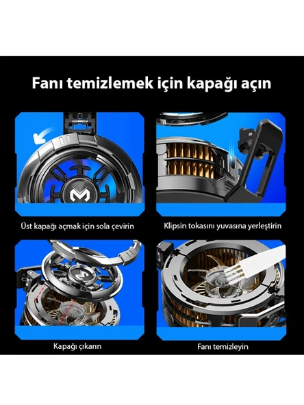 MEMO CX08 iOS Android Soğutucu 15W Manyetik + Arka Klips 2'si 1 Arada Yarı İletken Soğutma Fanı Radyatörü - 6
