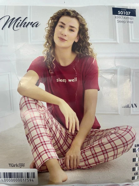 NİVEMESHOME 50107 MİHRA MİLAN BAYAN KISA KOL PİJAMA TAKIMI KIRMIZI