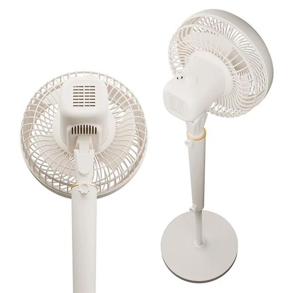 Everest Fan12 Dynabreeze 9'' 70 Watt 3 Hız Kademeli 2000RPM Çift Motorlu Vantilatör Krem Gold - Resim 2