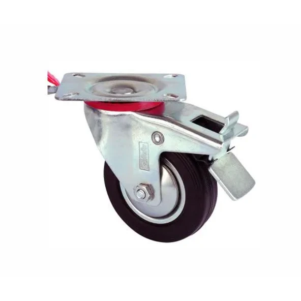 Servis Tekeri - Tablalı Frenli Siyah Döner - Çap 125 Mm ürün görseli