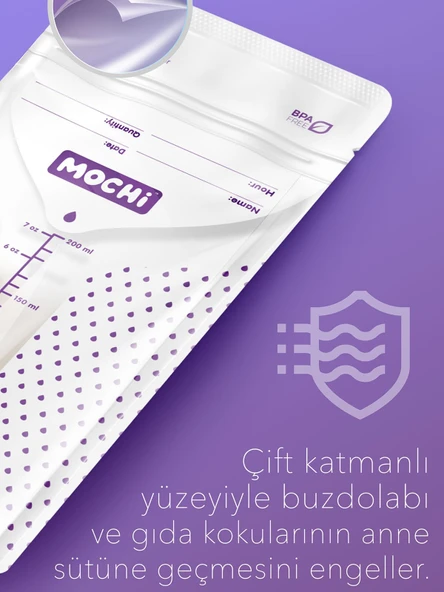 Mochi Anne Sütü Saklama Poşeti 120 Adet 200ml - 4