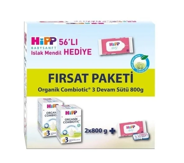 Hipp 3 Organik Combiotic Bebek Sütü 800 Gr X2 Islak Mendil Hediyeli