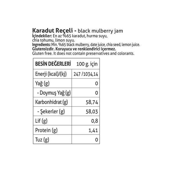 Pol’s Gurme Chia Tohumlu Şekersiz Karadut Reçeli 380 Gr - 2