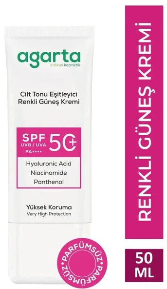 Agarta Doğal Güneş Kremi Cilt Tonu Eşitleyici Renkli 50 SPF 50 ml