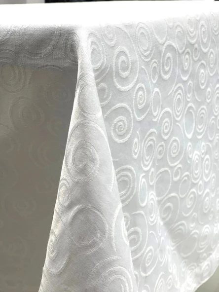 NİVEMESHOME 140X200 BEYAZ DAİRE SEMBOL LEKE TUTMAZ MASA ÖRTÜSÜ - 4