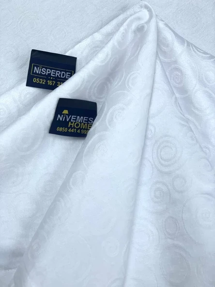 NİVEMESHOME 140X180 BEYAZ DAİRE SEMBOL LEKE TUTMAZ MASA ÖRTÜSÜ - 6