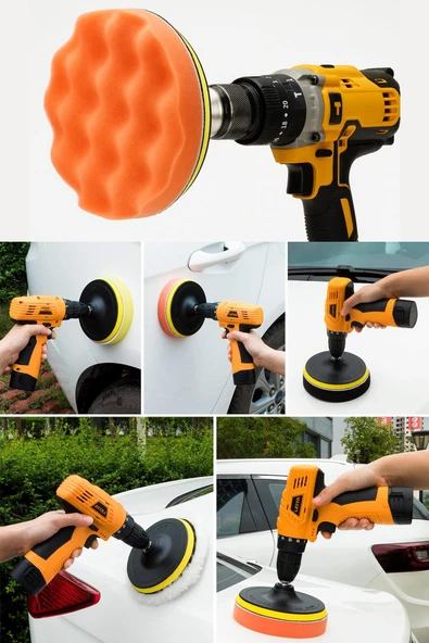 Büyük Boy 11 Parça 150mm Pasta Cila Polisaj Süngeri Seti Matkap Uyumlu Pasta Cila Parlatma Pedi Seti - Resim 7