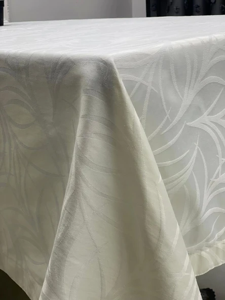 NİVEMESHOME 100X140 KREM YAPRAK DESENLİ LEKE TUTMAZ MASA ÖRTÜSÜ - 4