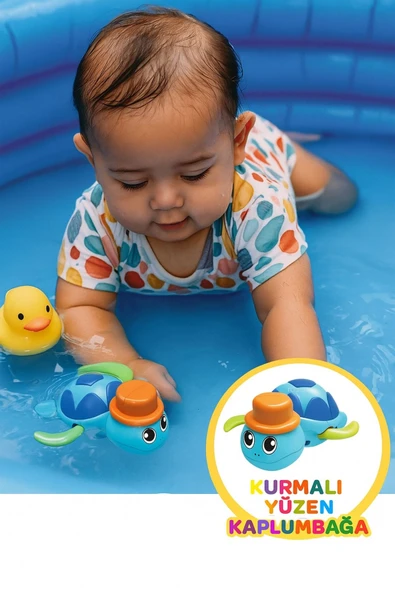Sevimli Kurmalı Suda Yüzen Kaplumbağa - Banyo Küvet Havuz Deniz Oyuncağı - 3