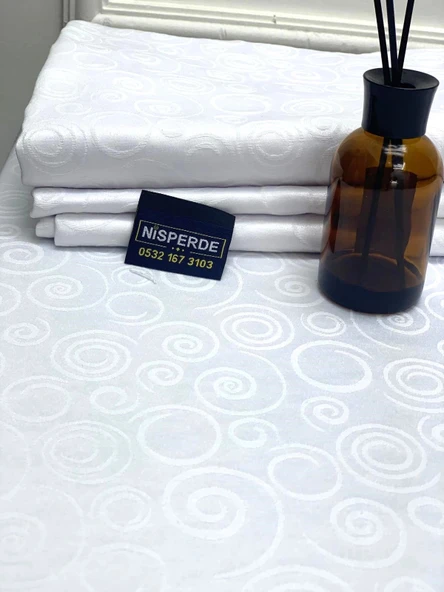 NİVEMESHOME 140X200 BEYAZ DAİRE SEMBOL LEKE TUTMAZ MASA ÖRTÜSÜ