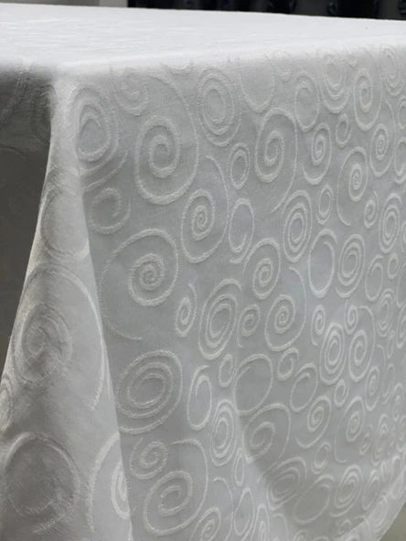 NİVEMESHOME 140X200 BEYAZ DAİRE SEMBOL LEKE TUTMAZ MASA ÖRTÜSÜ - 7