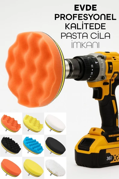 Büyük Boy 11 Parça 150mm Pasta Cila Polisaj Süngeri Seti Matkap Uyumlu Pasta Cila Parlatma Pedi Seti - Resim 8