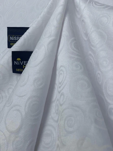 NİVEMESHOME 140X200 BEYAZ DAİRE SEMBOL LEKE TUTMAZ MASA ÖRTÜSÜ - 6