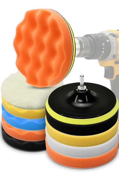 Büyük Boy 11 Parça 150mm Pasta Cila Polisaj Süngeri Seti Matkap Uyumlu Pasta Cila Parlatma Pedi Seti - Resim 9